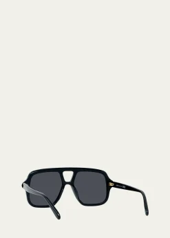 LoeweSlim Aviator Logo Sunglasses