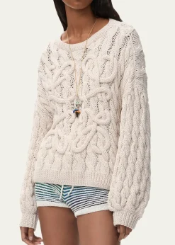 Loewex Paula's Ibiza Anagram Cable-Knit Sweater