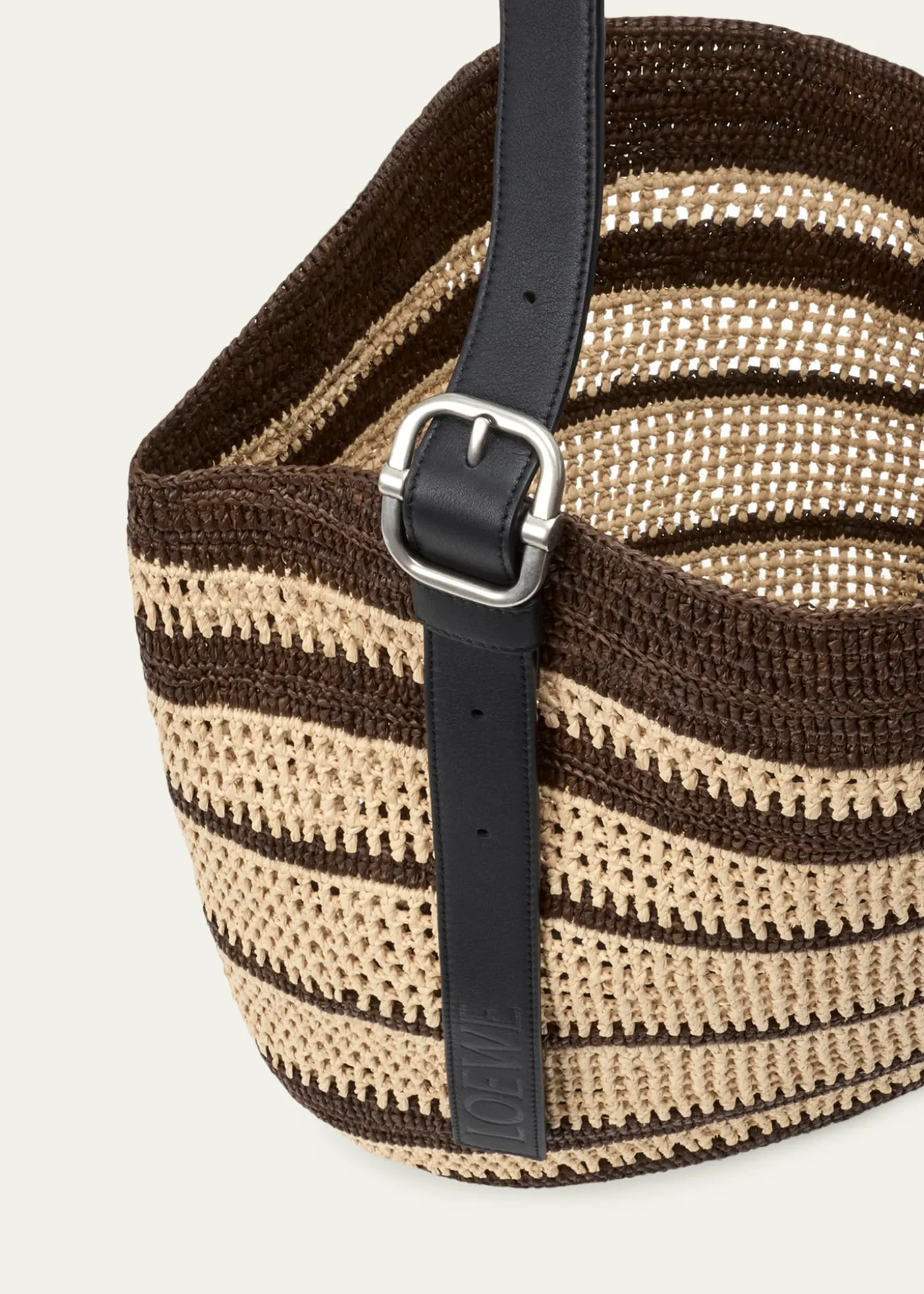 Loewex Paula's Ibiza Loop Striped Raffia Basket Tote Bag