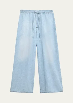 Loewex Paula's Ibiza Men's Denim Cropped Wide-Leg Drawstring Pants