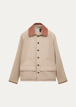 Loewex Paula's Ibiza Men's Washed Cotton Leather-Collar Shirt Jacket