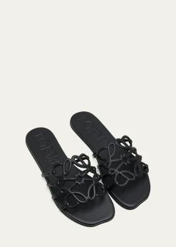 Loewex Paula's Ibiza Petal Leather Anagram Slide Sandals