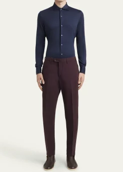 Loro PianaMen's Carlo Hyannis Straight Cotton Trousers