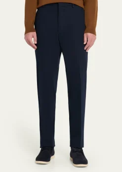 Loro PianaMen's Jarno Cotton Straight Fit Flat-Front Pants