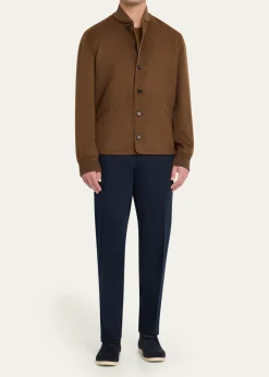 Loro PianaMen's Jarno Cotton Straight Fit Flat-Front Pants