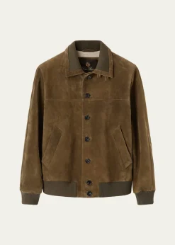 Loro PianaMen's Maremma Suede Bomber Jacket