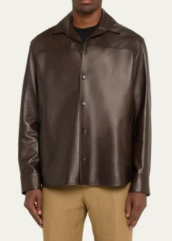Loro PianaMen's Bruno Leather Overshirt Jacket