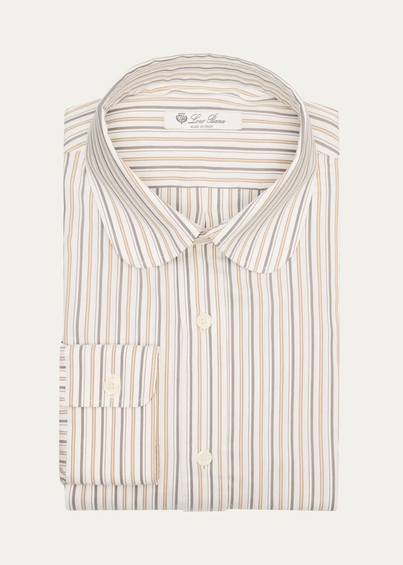 Loro PianaMen's Elia Penny-Collar Stripe Cotton and Silk Dress Shirt