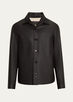 Loro PianaMen's Evandro Calfskin Overshirt