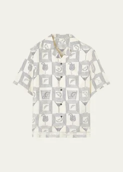 Loro PianaMen's Federico Twill Short-Sleeve Shirt