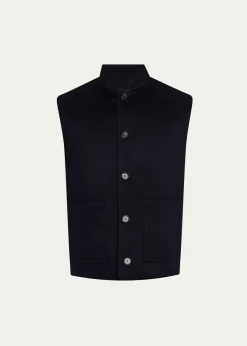 Loro PianaMen's Henley Cashmere Water-Repellent Vest