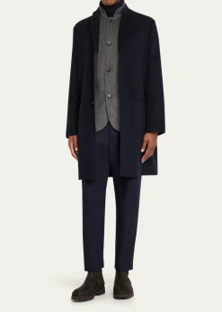 Loro PianaMen's Javier Double Knit Cashmere Rain Overcoat