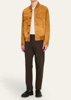 Loro PianaMen's Kiku Suede Bomber Jacket