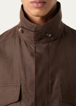 Loro PianaMen's Linen Traveller Full-Zip Field Jacket