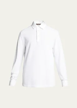 Loro PianaMen's Long-Sleeve Pique Polo Shirt
