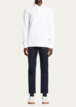 Loro PianaMen's Long-Sleeve Pique Polo Shirt