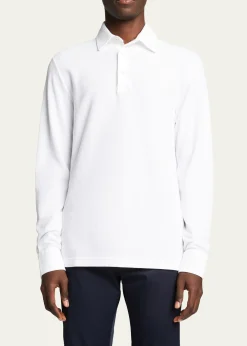 Loro PianaMen's Long-Sleeve Pique Polo Shirt