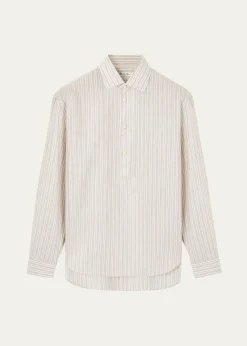 Loro PianaMen's Raffaele Cotton and Linen Stripe Sport Shirt