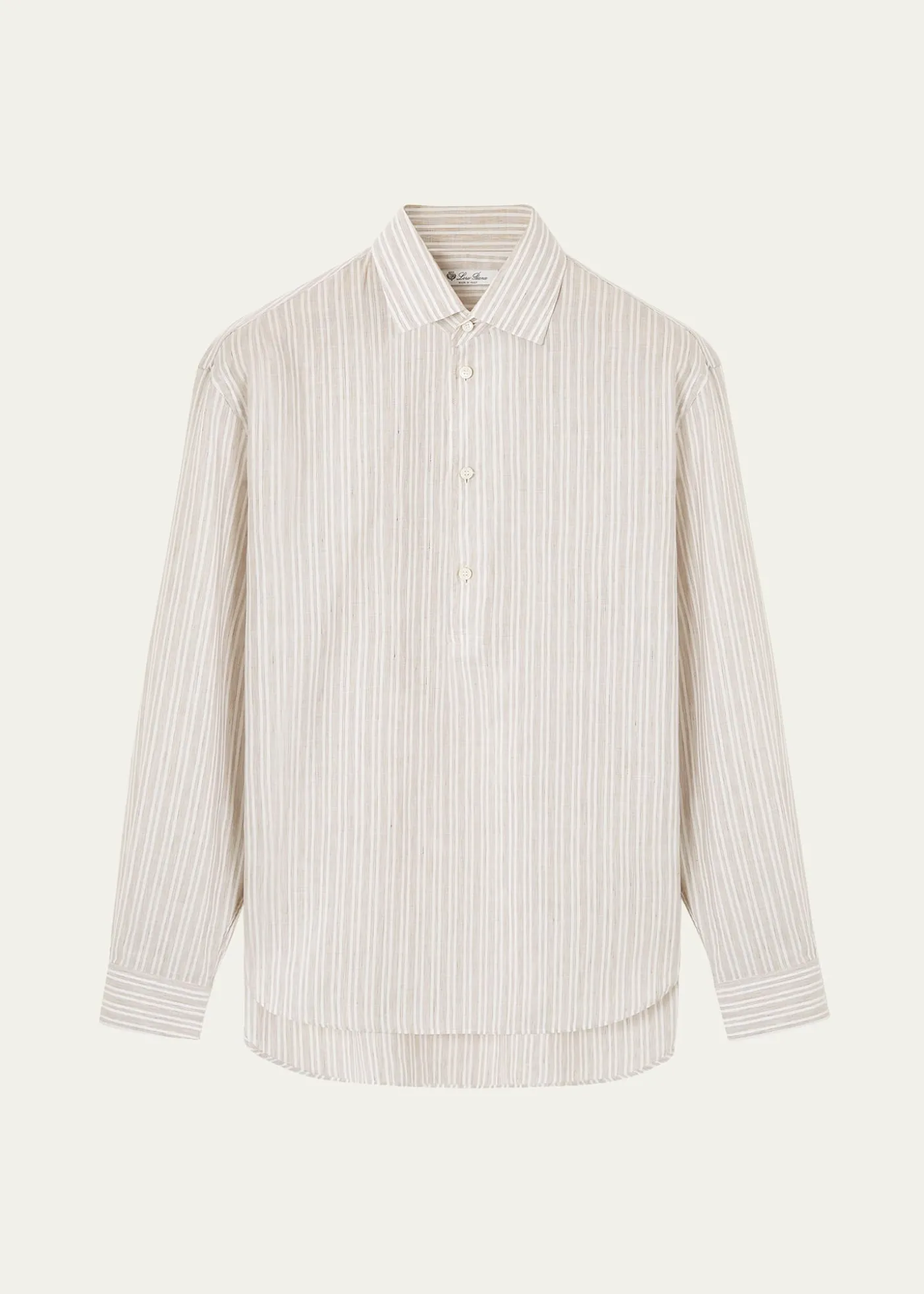 Loro PianaMen's Raffaele Cotton and Linen Stripe Sport Shirt