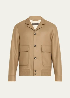Loro PianaMen's Spagna Double-Face Wool Bomber Jacket