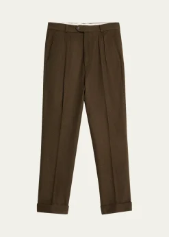 Loro PianaMen's Stafford Virgin Wool and Cashmere Pleated Pants