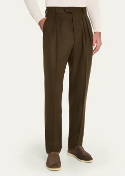 Loro PianaMen's Stafford Virgin Wool and Cashmere Pleated Pants