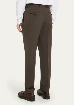 Loro PianaMen's Stafford Wool Twill Pleated Trousers