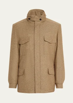 Loro PianaMen's Traveller Cashmere and Silk Chevron Field Jacket