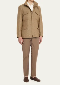 Loro PianaMen's Traveller Cashmere and Silk Chevron Field Jacket