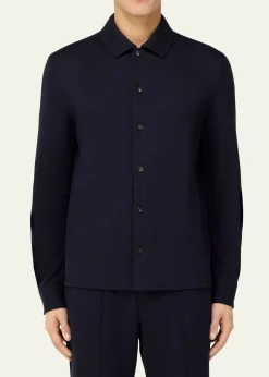 Loro PianaMen's Whitney Cotton and Cashmere Fleece Overshirt