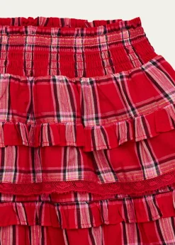 LoveShackFancyGirl's Billie Tiered Tartan Mini Skirt, Size 4-6