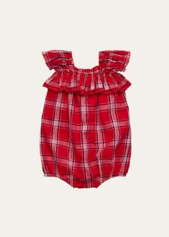LoveShackFancyGirl's Carlita Tartan Pinafore Romper, Size 0M-18M