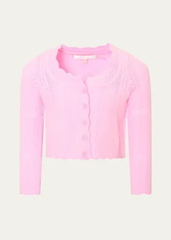 LoveShackFancyGirl's Gemna Pointelle Cardigan Sweater, Size 2T-6