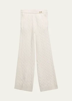 LoveShackFancyGirl's Shalley Cable-Knit Pants, Size 2-6