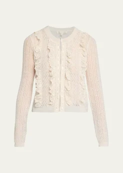 LoveShackFancyMelisse Eyelet Ruffle Cardigan