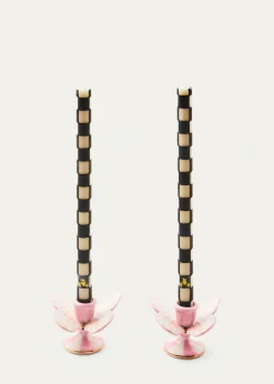 MacKenzie-ChildsRosy Check Butterfly Candle Holders, Set of 2