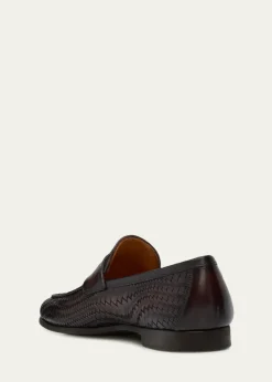 MagnanniMen's Halwell Woven Leather Penny Loafers