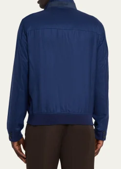 MandelliMen's Cashmere ZIp-Front Blouson Jacket