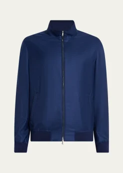 MandelliMen's Cashmere ZIp-Front Blouson Jacket