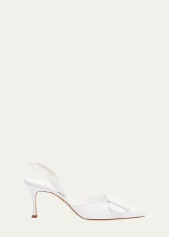 Manolo BlahnikMaysli Leather Buckle Halter Pumps