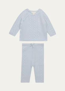 Marie ChantalBowen Cable-Knit Cardigan & Leggings Set, Size 3M-24M