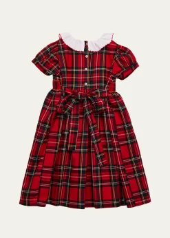 Mariella FerrariGirl's Smocked Cotton Plaid Dress, Size 4-12