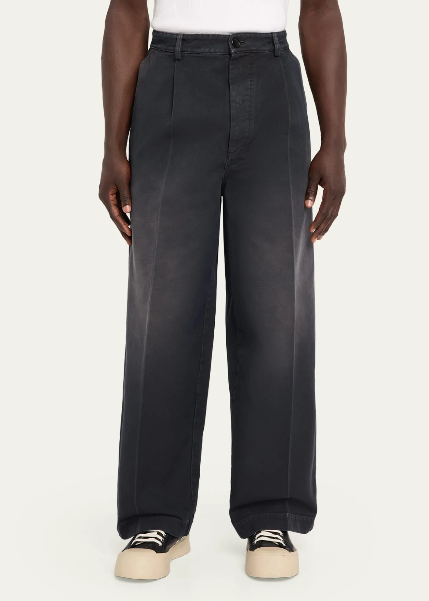 MarniMen's Faded Denim Wide-Leg Pants
