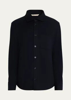 Maurizio BaldassariMen's Solferino Cashmere Raw Edge Overshirt