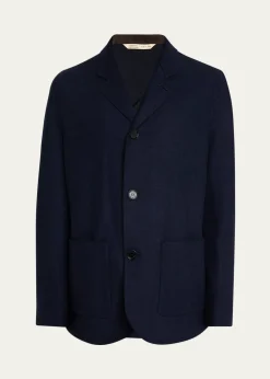 Maurizio BaldassariMen's Wool and Nylon Notch-Lapel Car Coat
