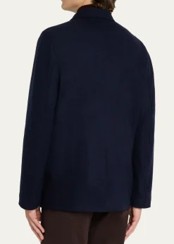Maurizio BaldassariMen's Wool and Nylon Notch-Lapel Car Coat