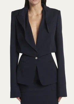 McQueenCertified Wool Folded Lapel Single-Breasted Jacket