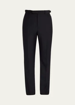 McQueenMen's Waist-Tab Straight Fit Flat-Front Trousers