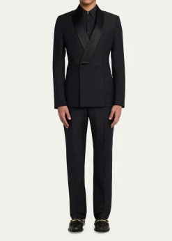 McQueenMen's Waist-Tab Straight Fit Flat-Front Trousers
