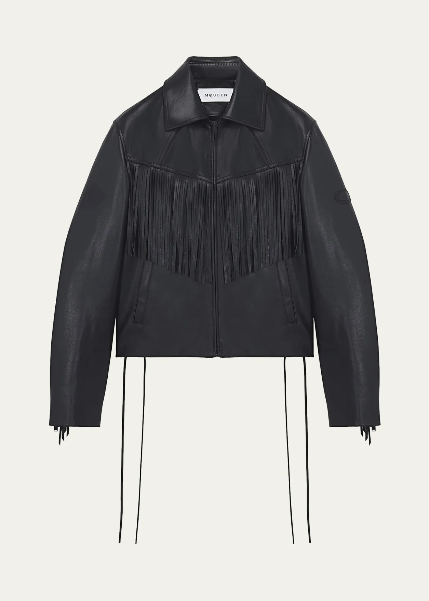 McQueenMen's Western Fringe-Trim Leather Jacket